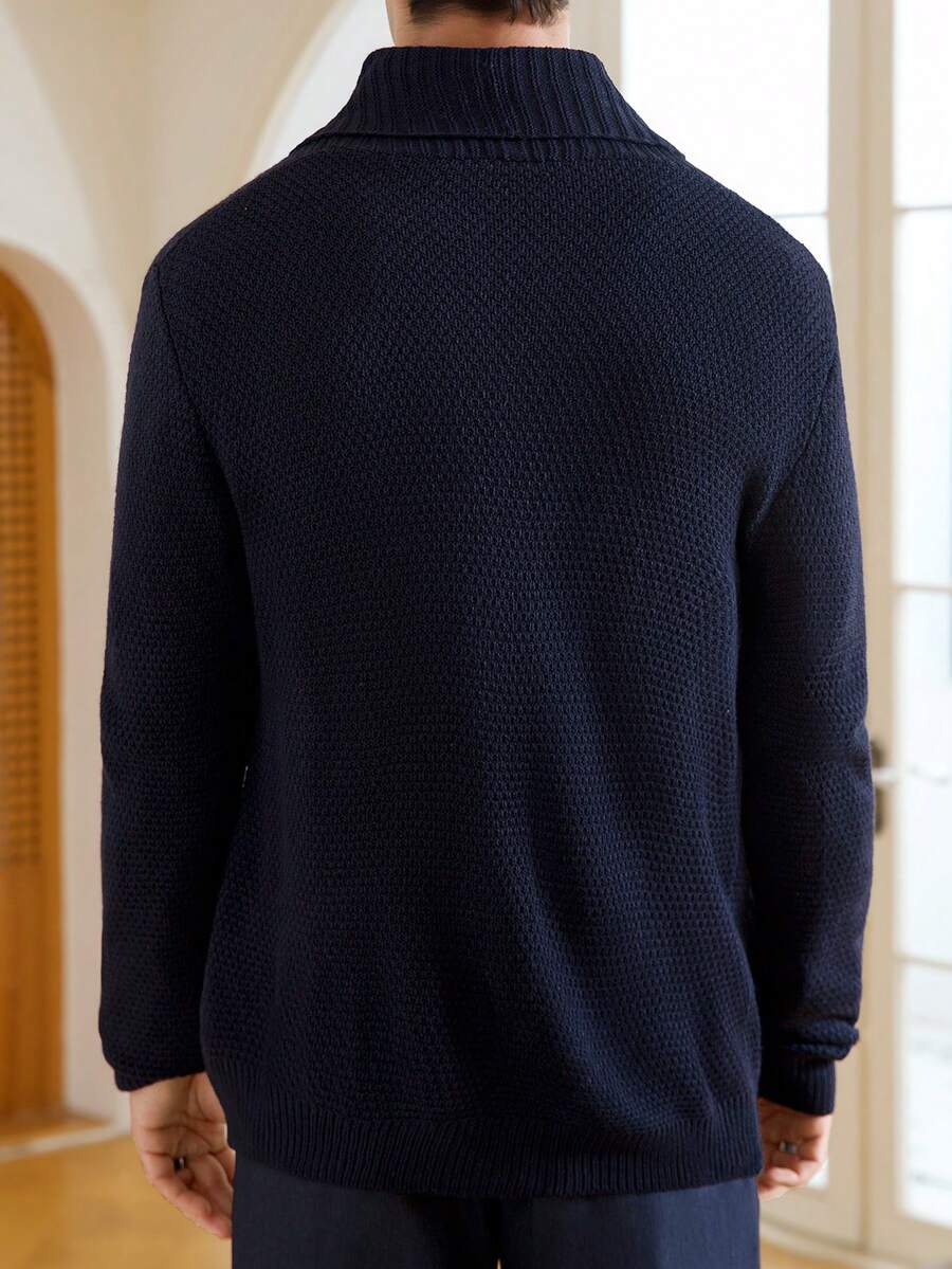 Dark Decorative Open Front Sweater