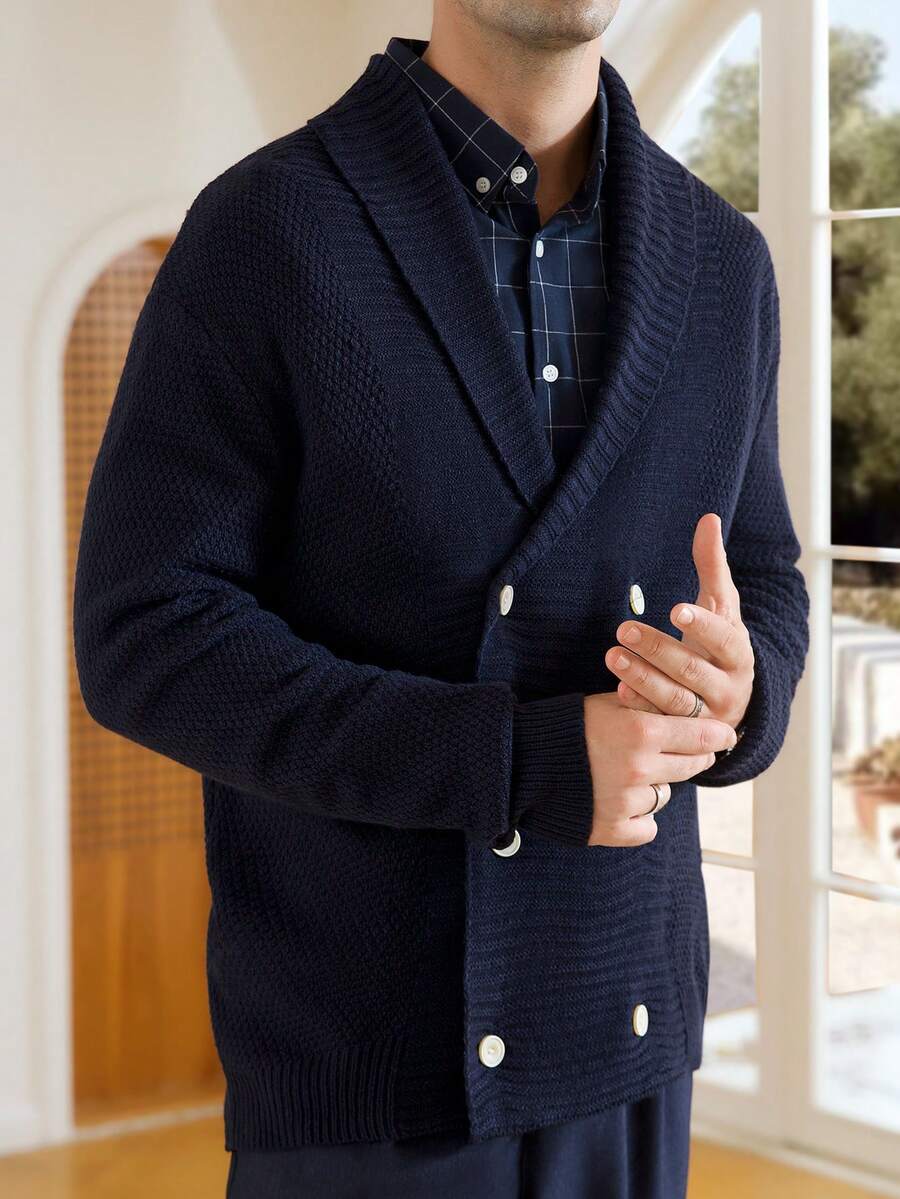 Dark Decorative Open Front Sweater