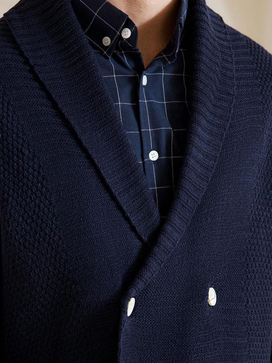 Dark Decorative Open Front Sweater