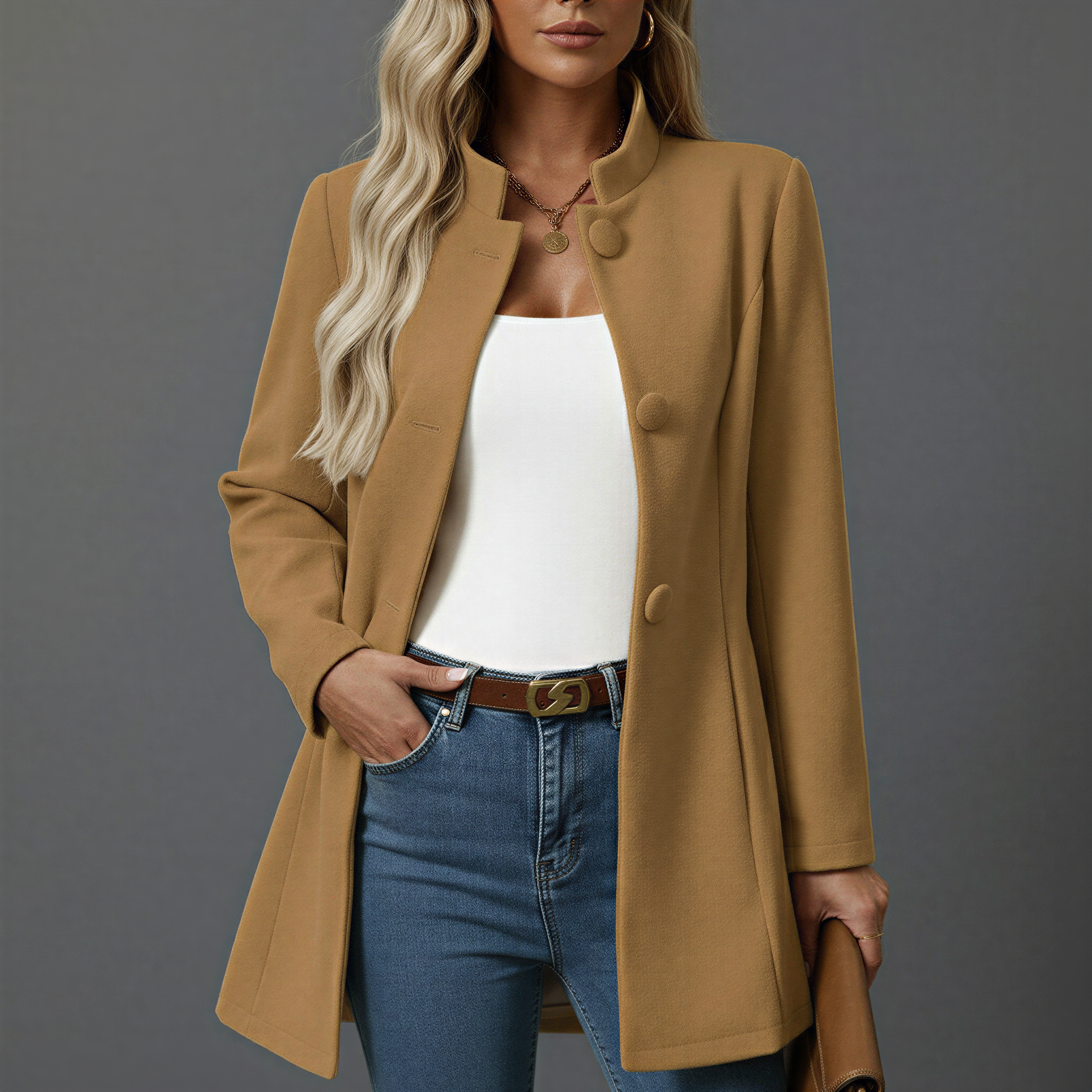 Timeless Fit Ladies' Belted Trench Coat - OutfitLondon