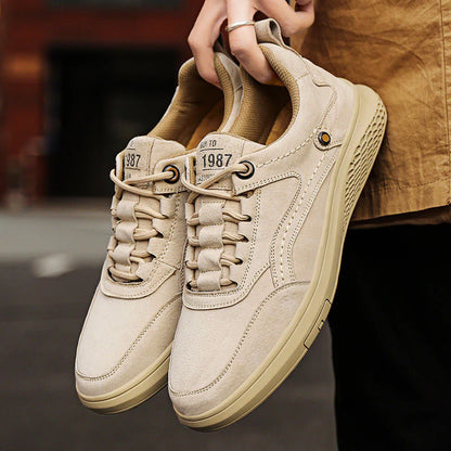 Men's Suede Sneakers with Lace-up Closure and Padded Insole