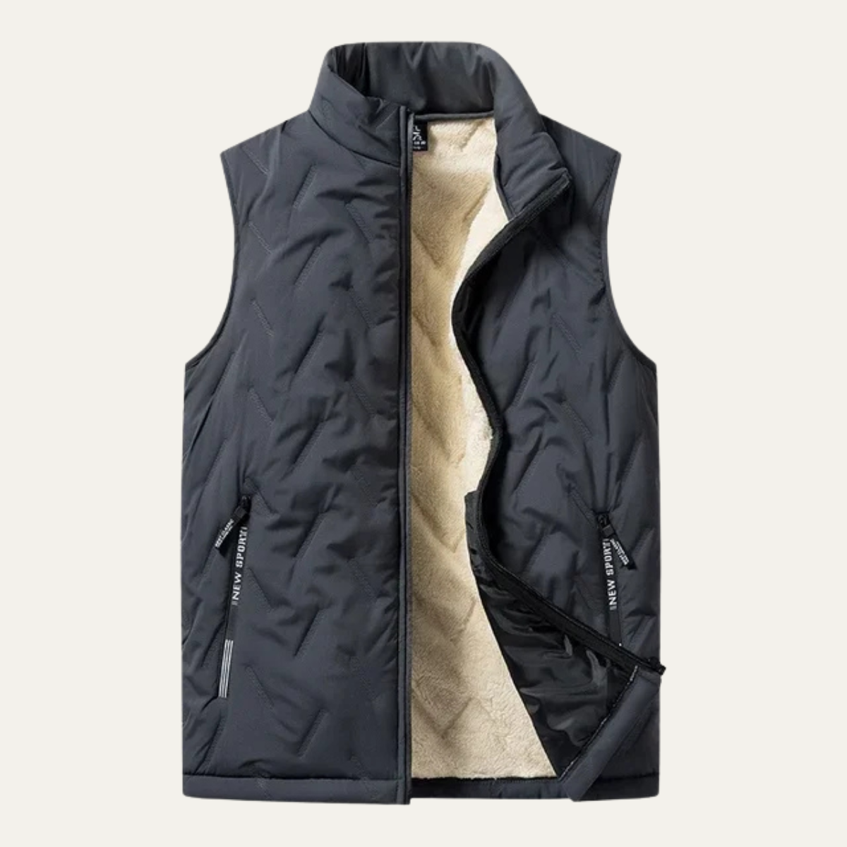 Men's Insulated Fleece Gilet with High Collar
