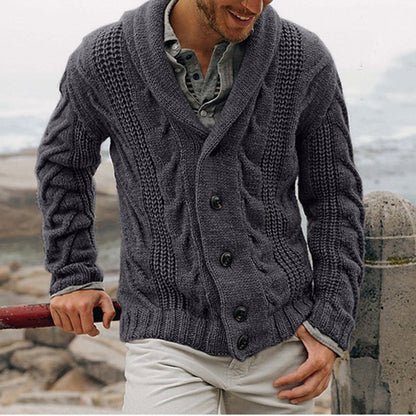Cozy Thick Knit Cardigan with Wrap Collar
