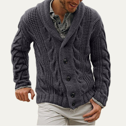 Men's Chunky Knit Crew Neck Cardigan