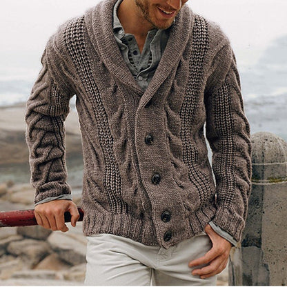 Cozy Thick Knit Cardigan with Wrap Collar