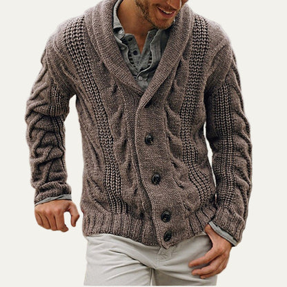 Men's Chunky Knit Crew Neck Cardigan