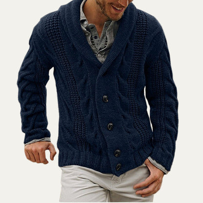 Men's Chunky Knit Crew Neck Cardigan