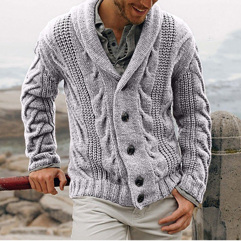 Cozy Thick Knit Cardigan with Wrap Collar