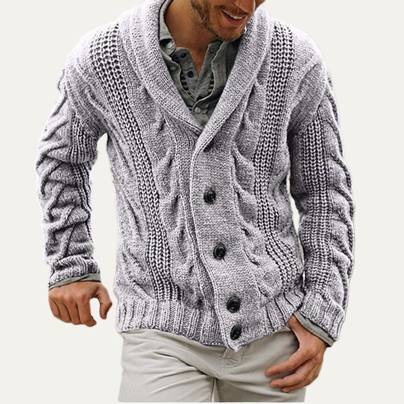 Men's Chunky Knit Crew Neck Cardigan
