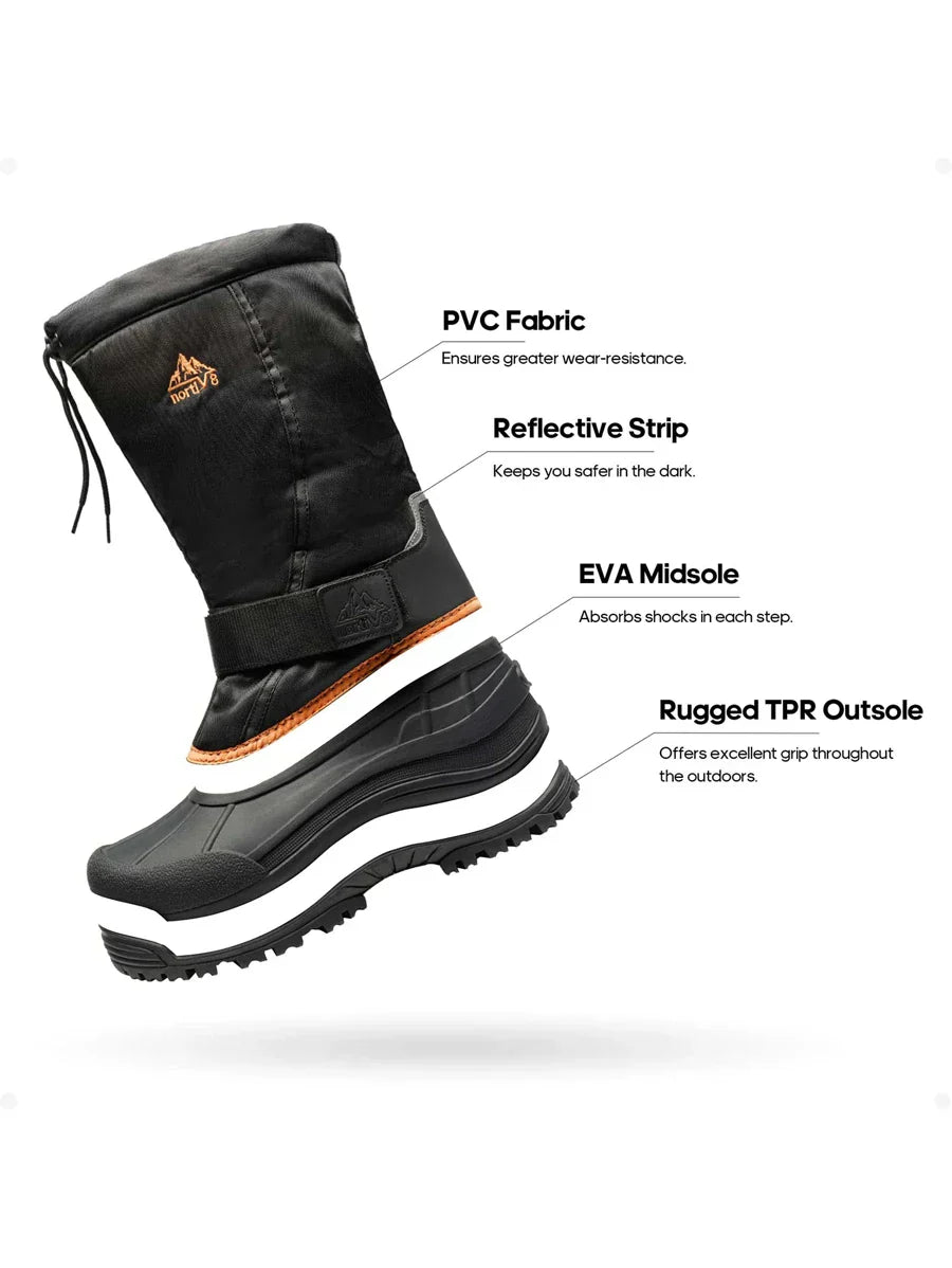 Men's High Insulated Snow Boots with Strap and Laces