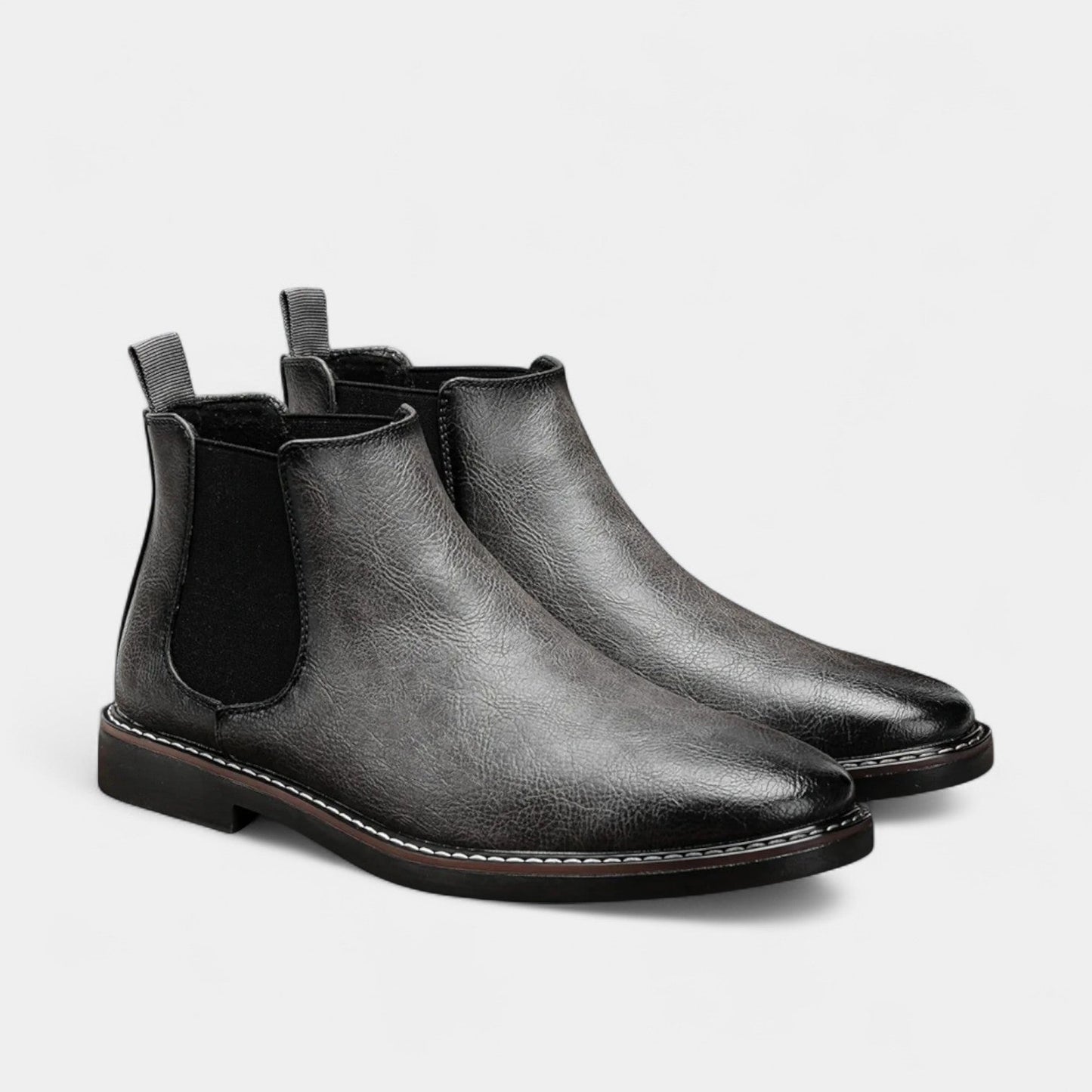 Men's Classic Leather Low Ankle Boots - Comfortable Fit - OutfitLondon