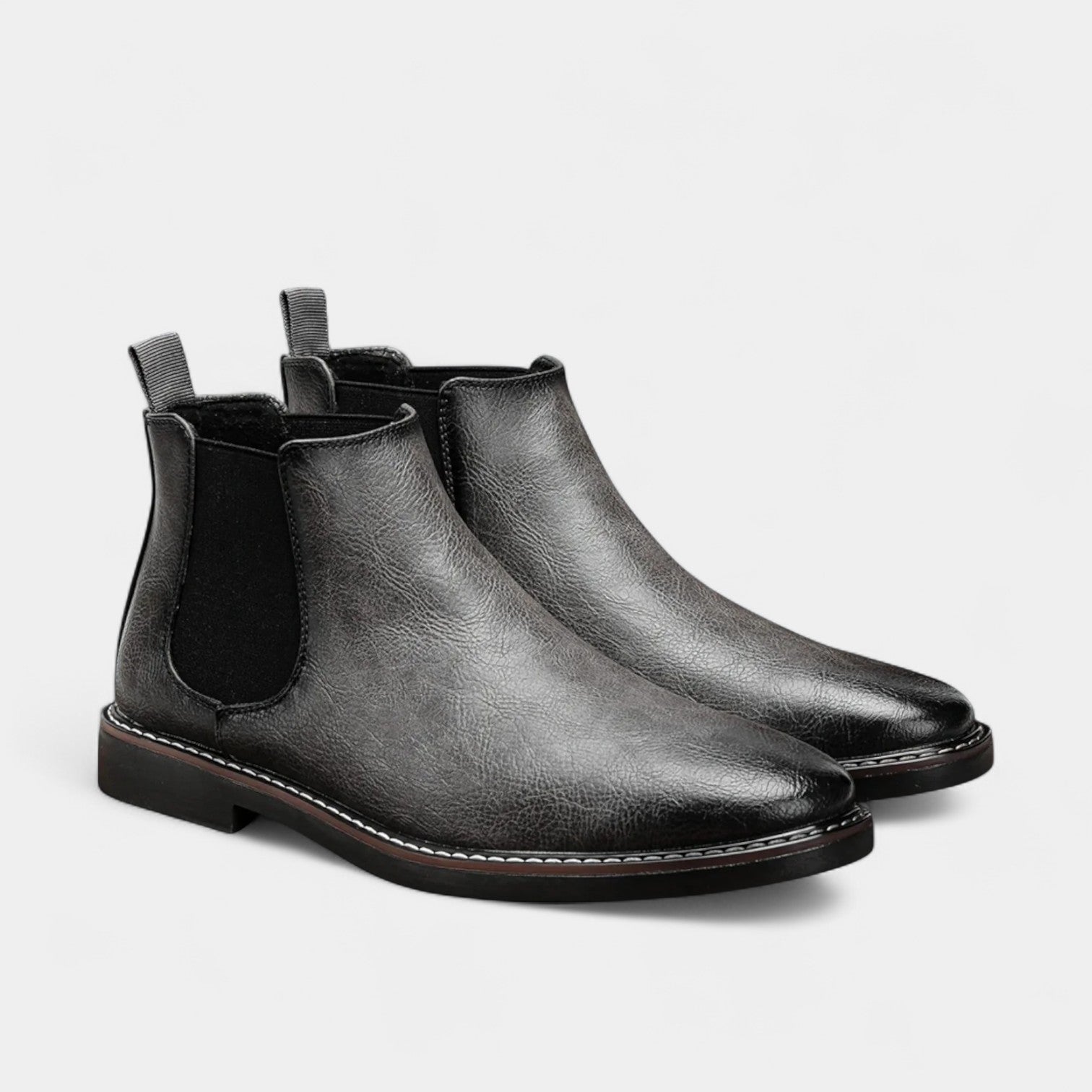 Men's Classic Leather Low Ankle Boots - Comfortable Fit - OutfitLondon