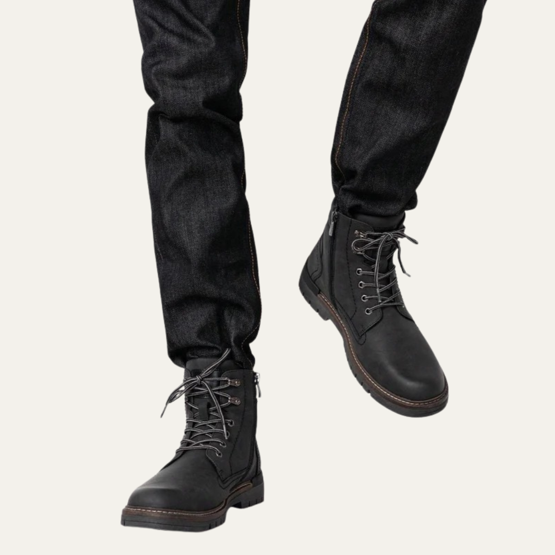 Tough Tactical Lace Up Ankle Boots with Rubber Sole