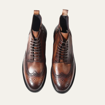 Classic Men's Brown Leather Lace Up Boots