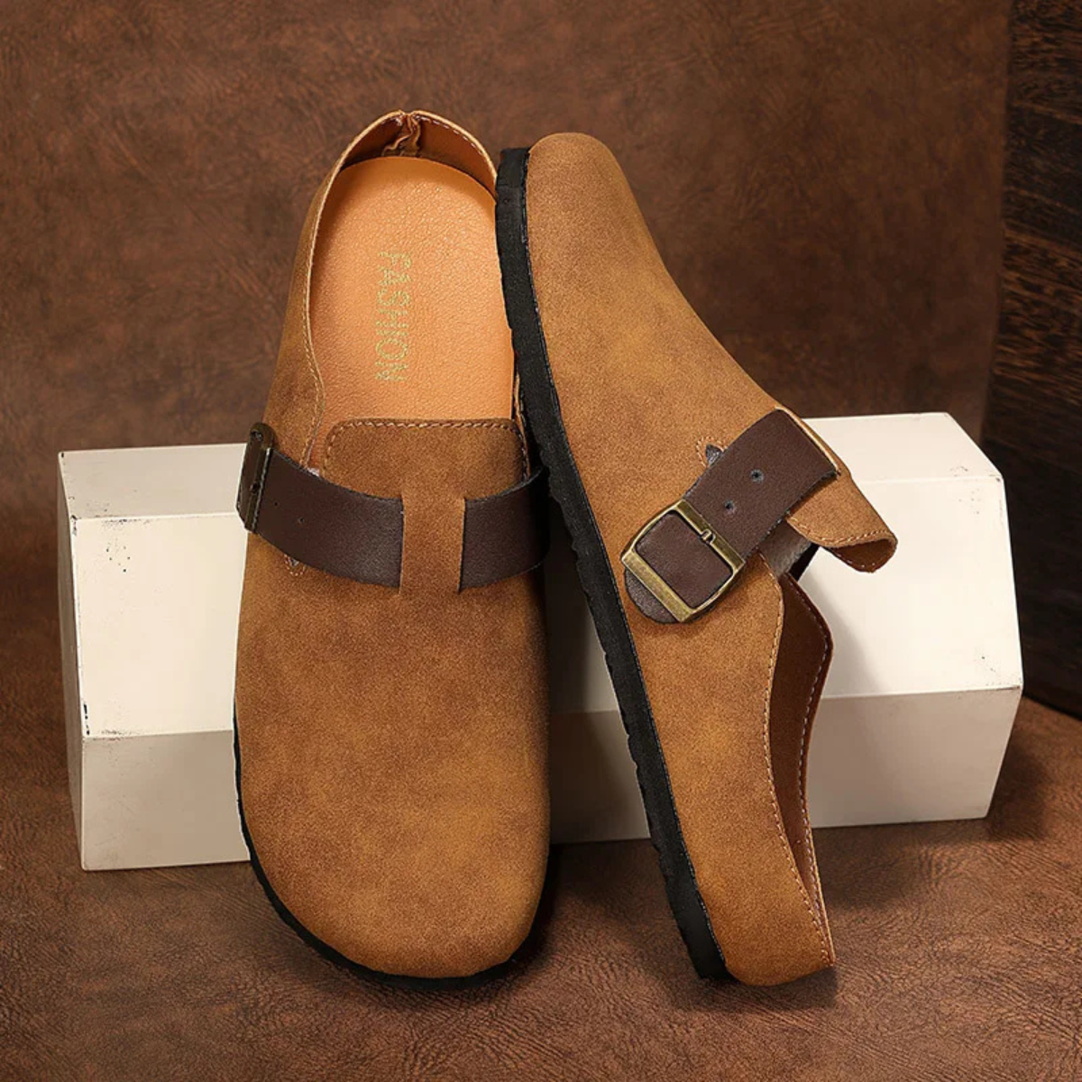 Comfortable Suede Buckle Moccasin Slippers for Men