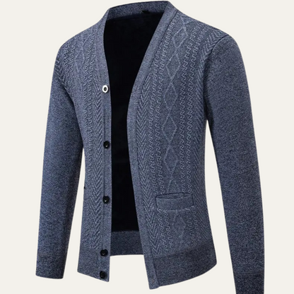 Men's Cozy Crew Neck Pocket Cardigan Sweater