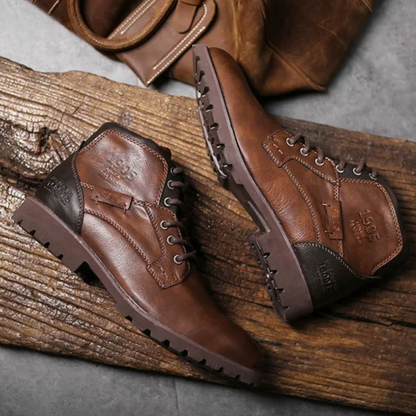 Rugged Men's Classic Leather Ankle Boots