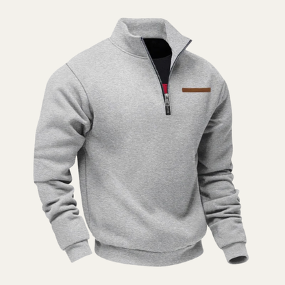 Relaxed Fit Men's Quarter Zip Pullover Sweater
