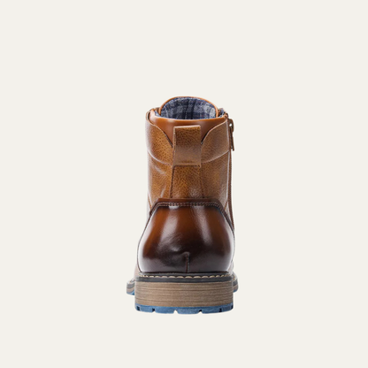 Brown Leather Mens Ankle Boots Lace Up Style