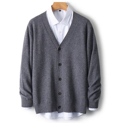 Traditional Crew Neck Mens Cardigan Sweater