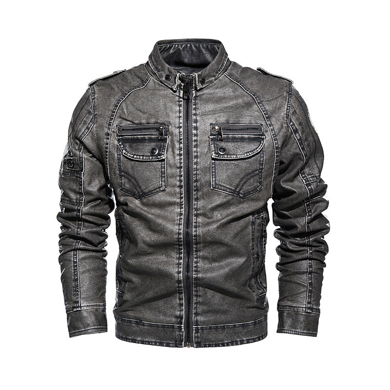 Relaxed Fit Brown Leather Biker Jacket