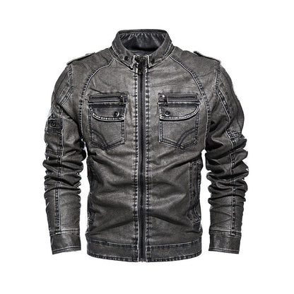 Relaxed Fit Brown Leather Biker Jacket