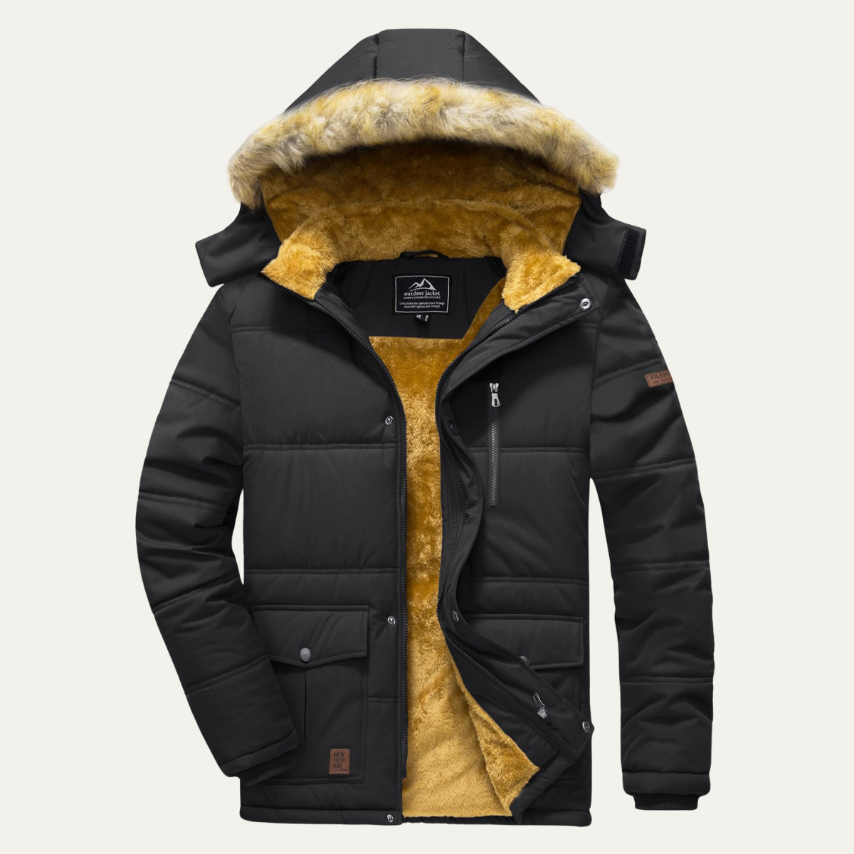 Warm Waterproof Men's Parka Coat with Removable Hood - OutfitLondon