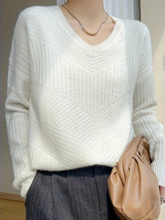 Warm Women's Crew Neck Wool Pullover Sweater - OutfitLondon