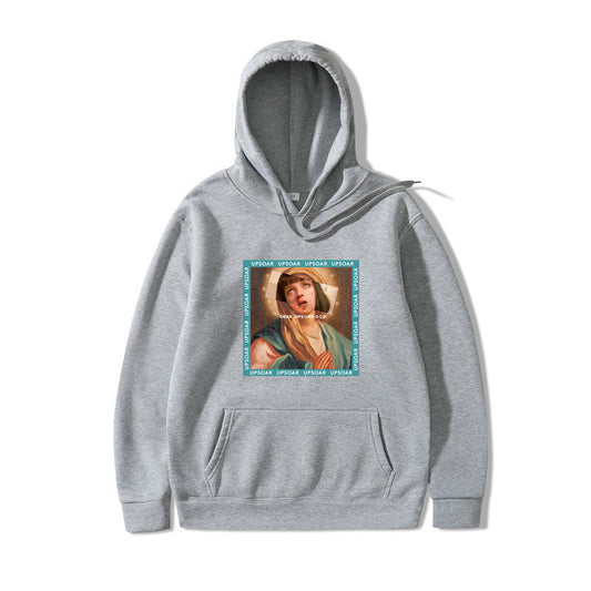 Men's Casual Hooded Cotton Pullover Sweater with Lace Placket