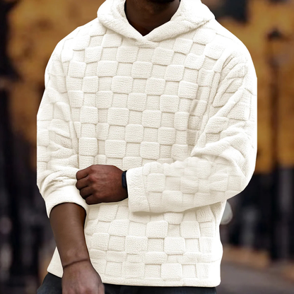 Warm Mens Fleece Coat with Plaid Pattern
