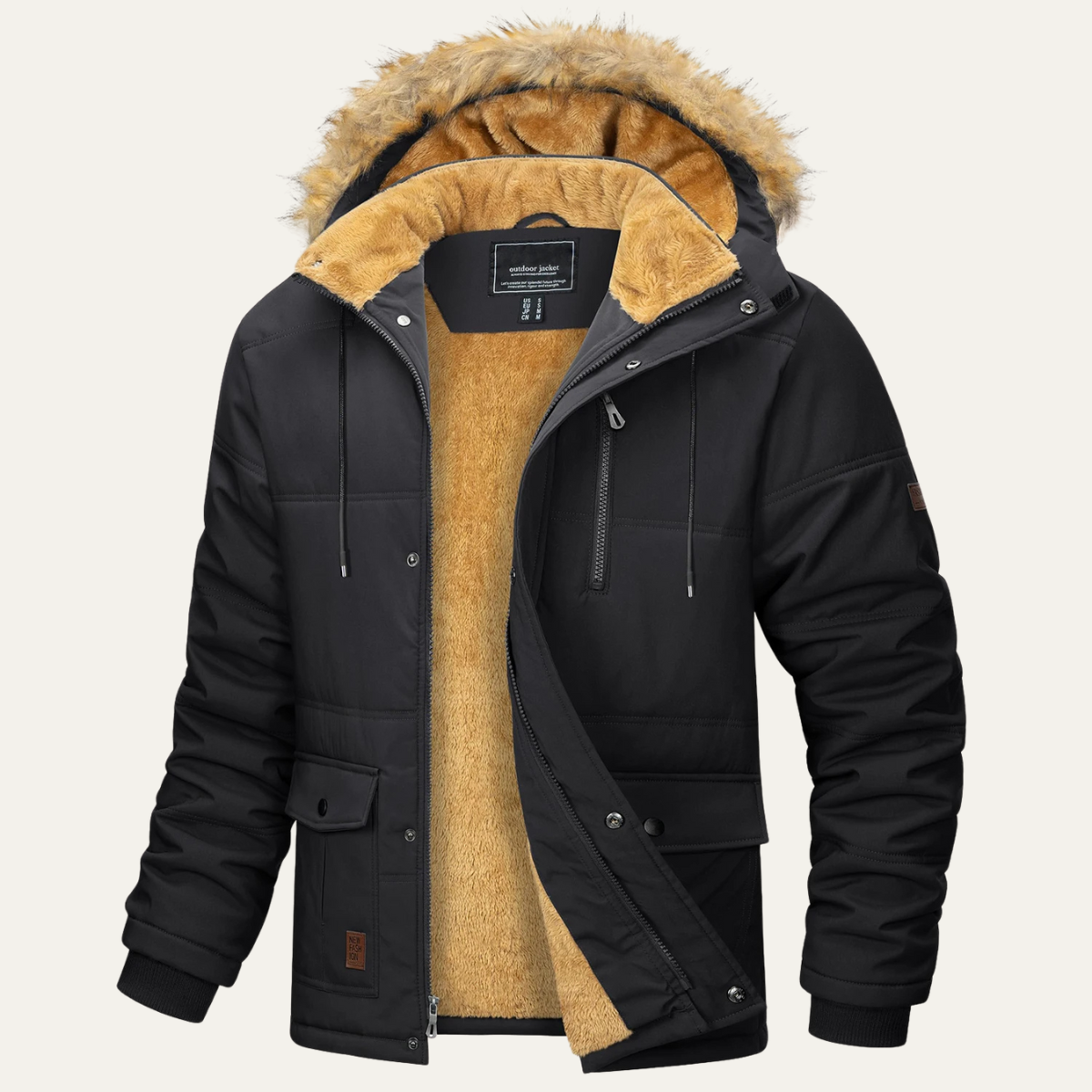 Warm Waterproof Men's Parka Coat with Removable Hood