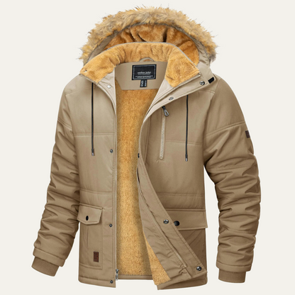 Warm Waterproof Men's Parka Coat with Removable Hood