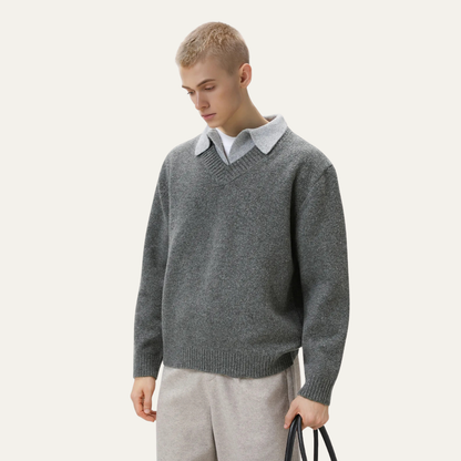Warm Mens Wool Knit Crew Neck Sweater