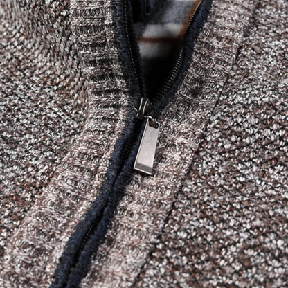 Men's Thick Crew Neck Zipper Sweater Jacket