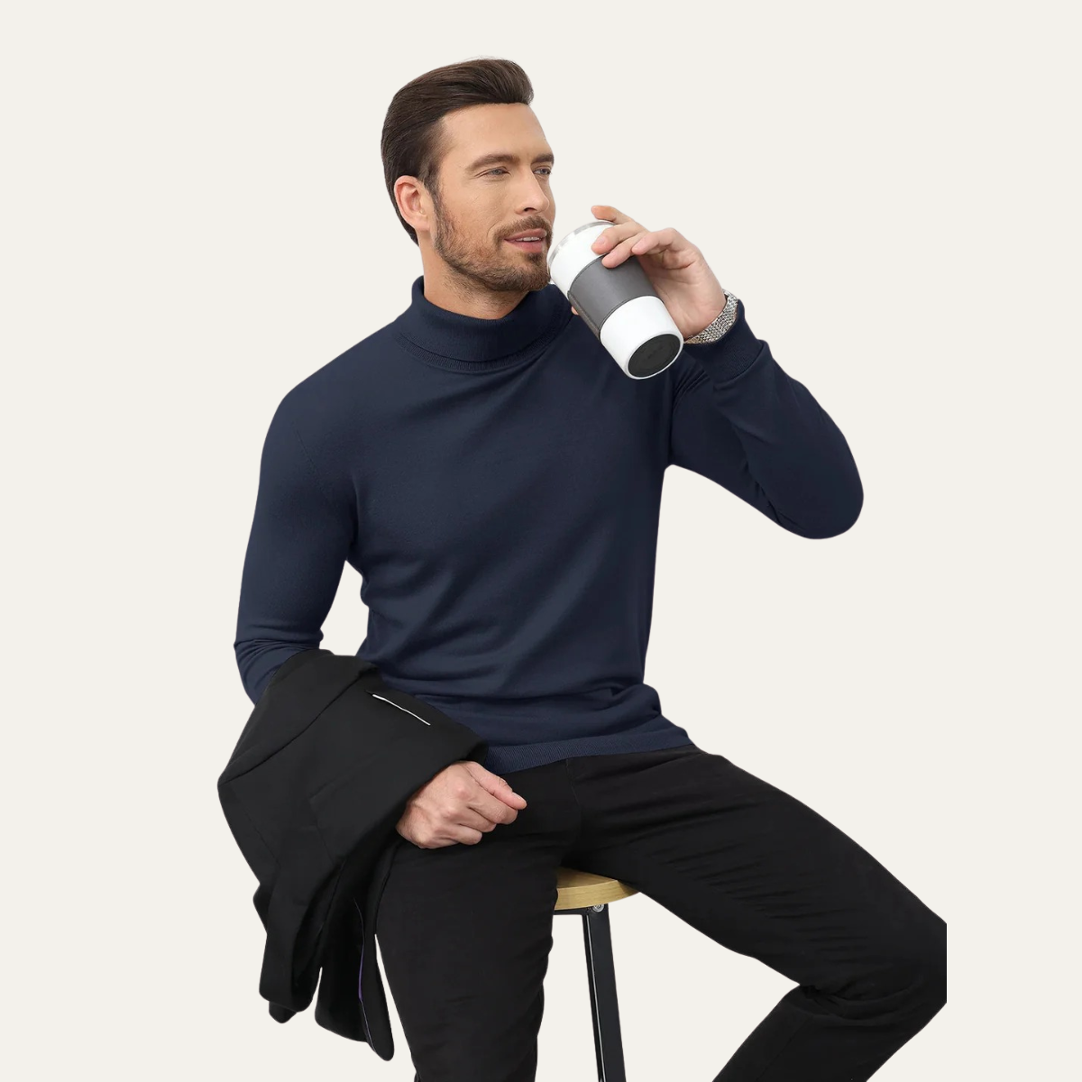 Men's Fitted Crew Neck Cotton Sweater