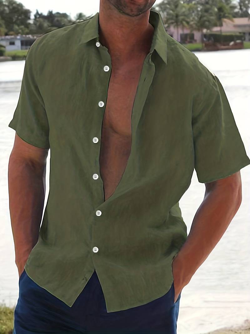 Relaxed Fit Men's Short Sleeve Casual Shirt