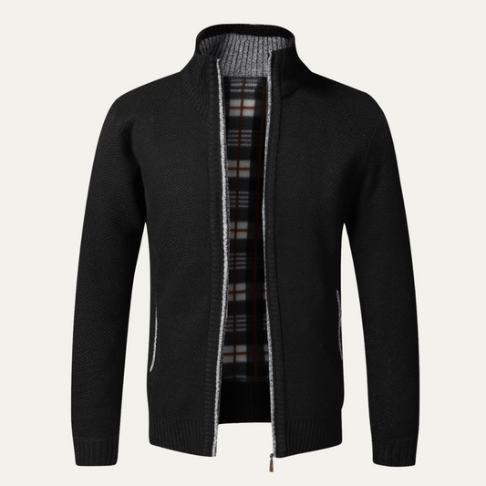 Men's Thick Crew Neck Zipper Sweater Jacket - OutfitLondon