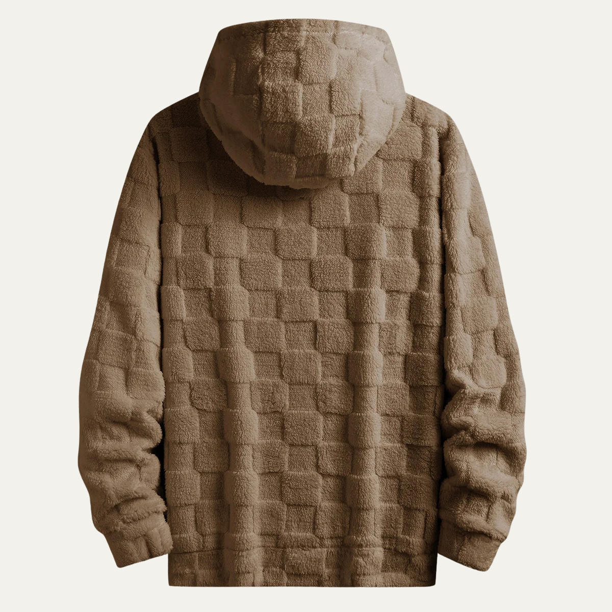 Warm Mens Fleece Coat with Plaid Pattern