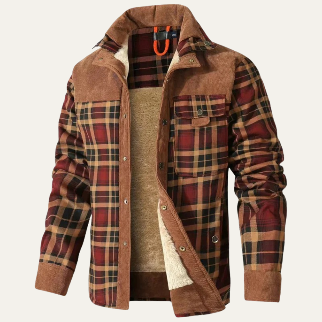 Warm Plaid Flannel Shirt Jacket for Men
