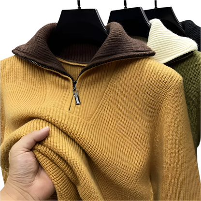 Men's Textured Quarter Zip Pullover Sweater