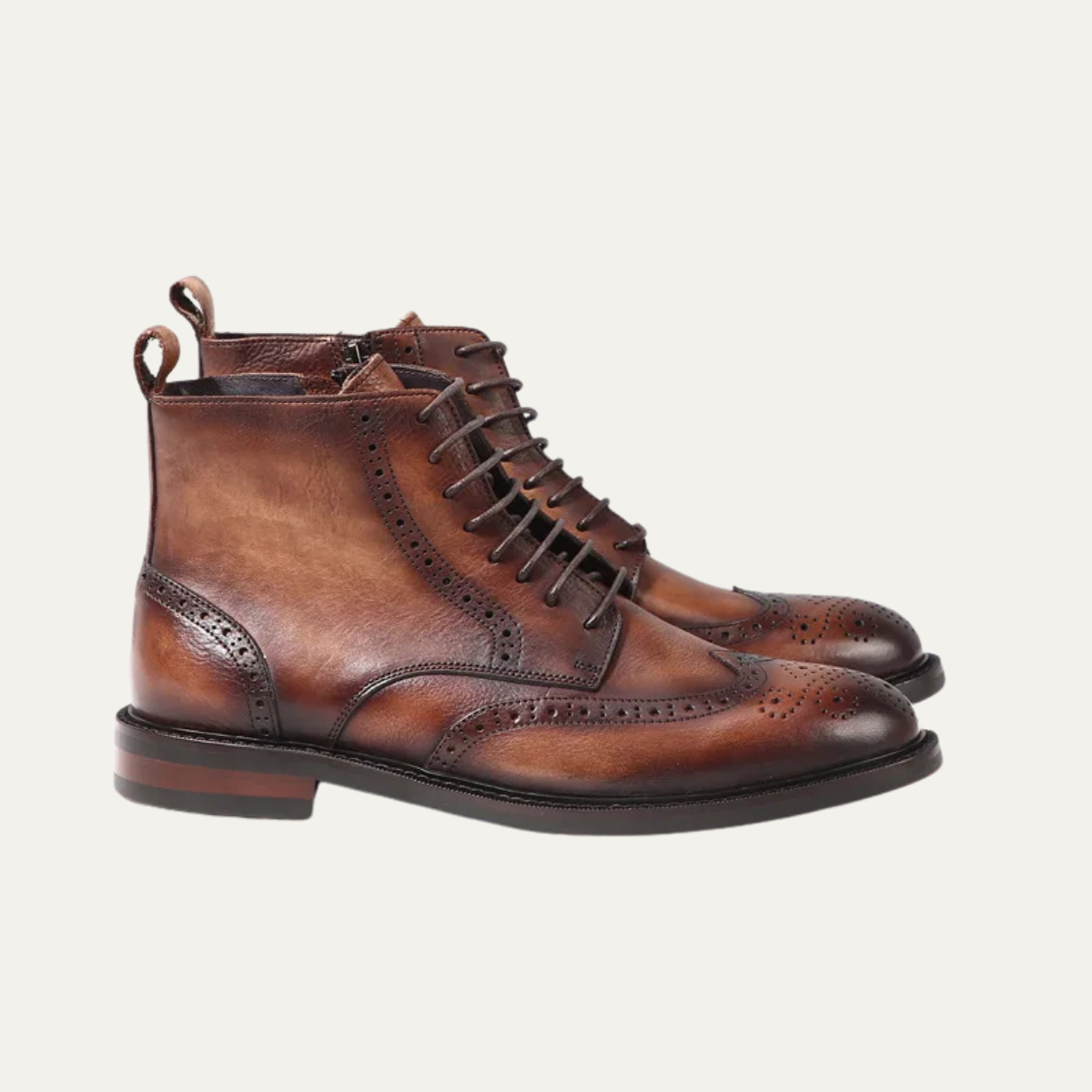 Classic Men's Brown Leather Lace Up Boots