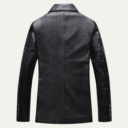 Stylish Men's Synthetic Leather Blazer Jacket