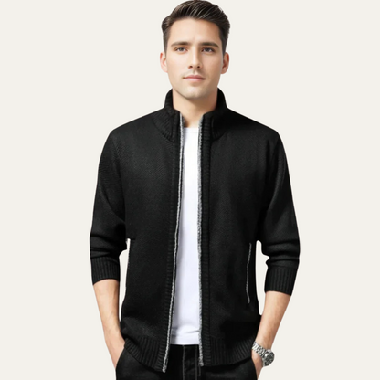 Classic Men's Wool Zip Up Cardigan Sweater