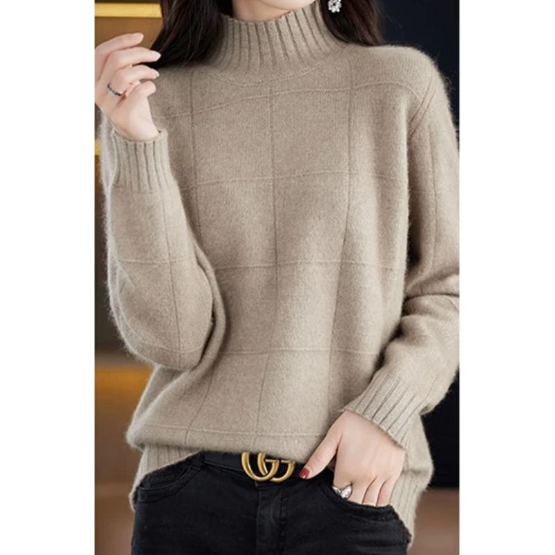 Cozy Plaid Waterproof Crew Neck Sweater