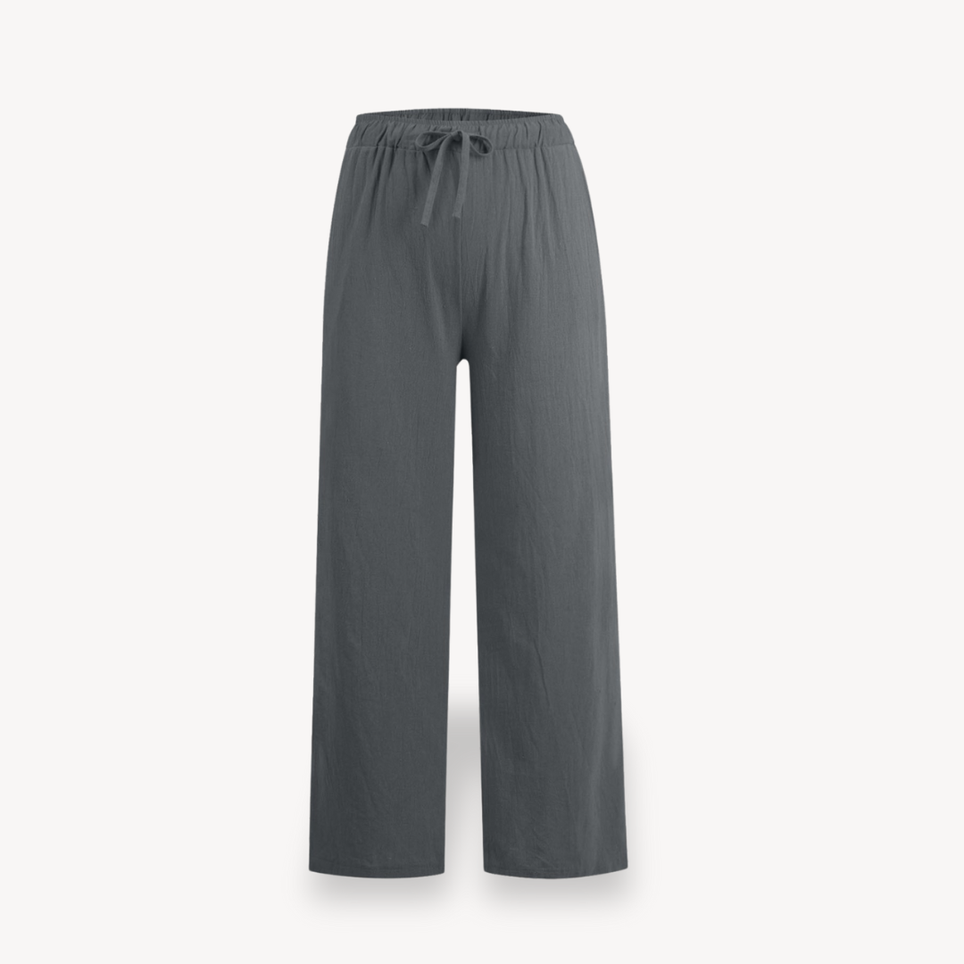 Relaxed Fit Linen Drawstring Trousers for Women
