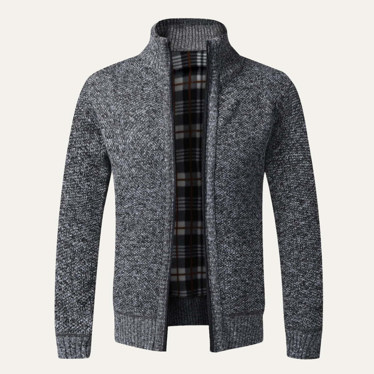 Men's Thick Crew Neck Zipper Sweater Jacket