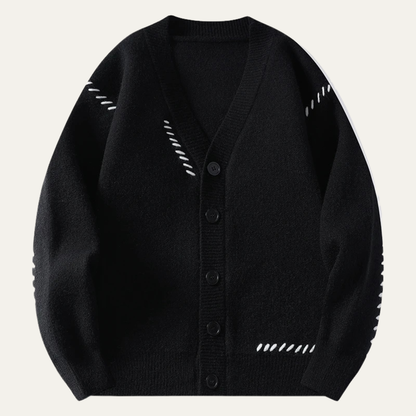 Men's Relaxed Fit V Neck Knitted Cardigan Sweater