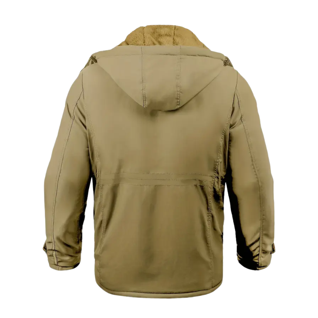 Warm Mens Parka Coat with Fleece Lining and Hood