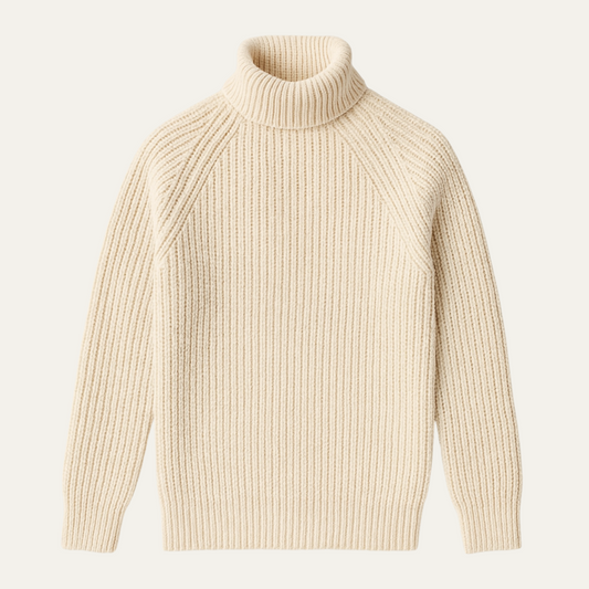 Thick Wool Crew Neck Fisherman Sweater - OutfitLondon