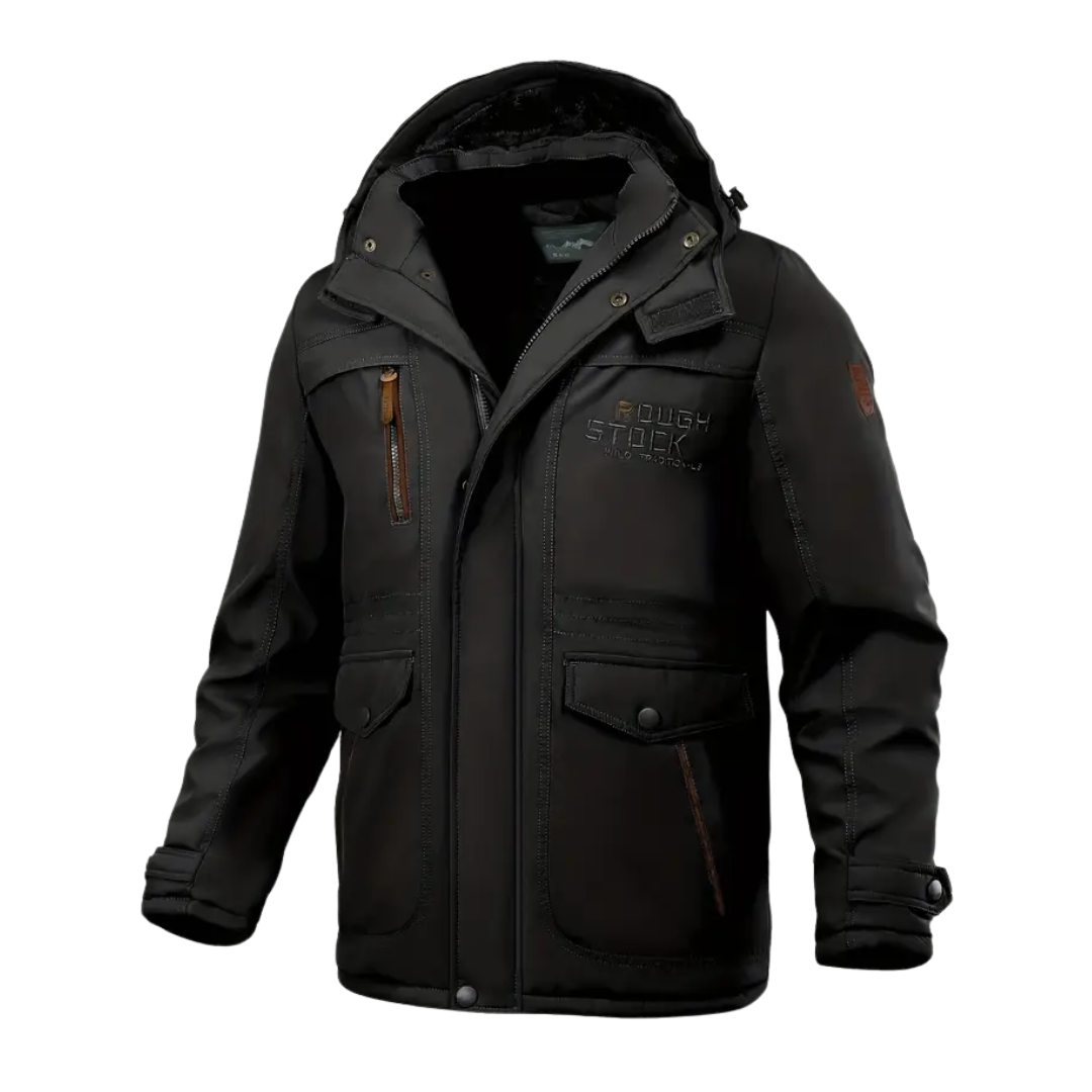 Warm Mens Parka Coat with Fleece Lining and Hood